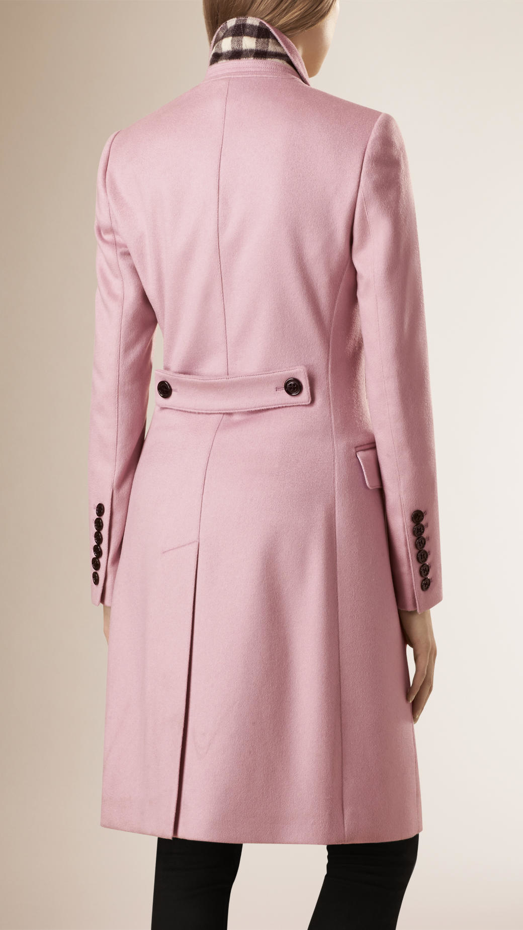 Burberry Cashmere Tailored Coat in Pink | Lyst