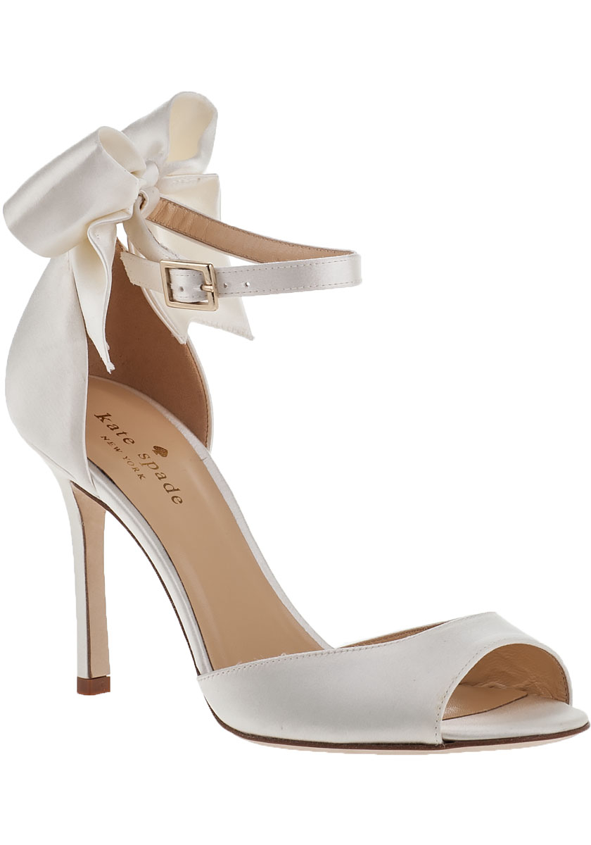 Kate spade Izzie Bridal Sandal Ivory Satin in White | Lyst