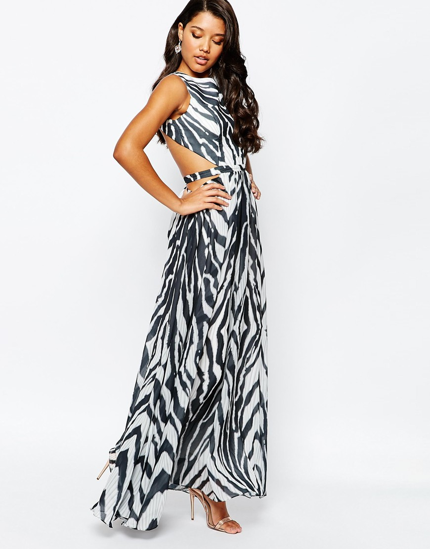 Forever Unique Zebra Print Maxi Dress With Side Cut Outs - Zebra Print in  Blue | Lyst