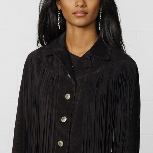 black denim jacket fringe