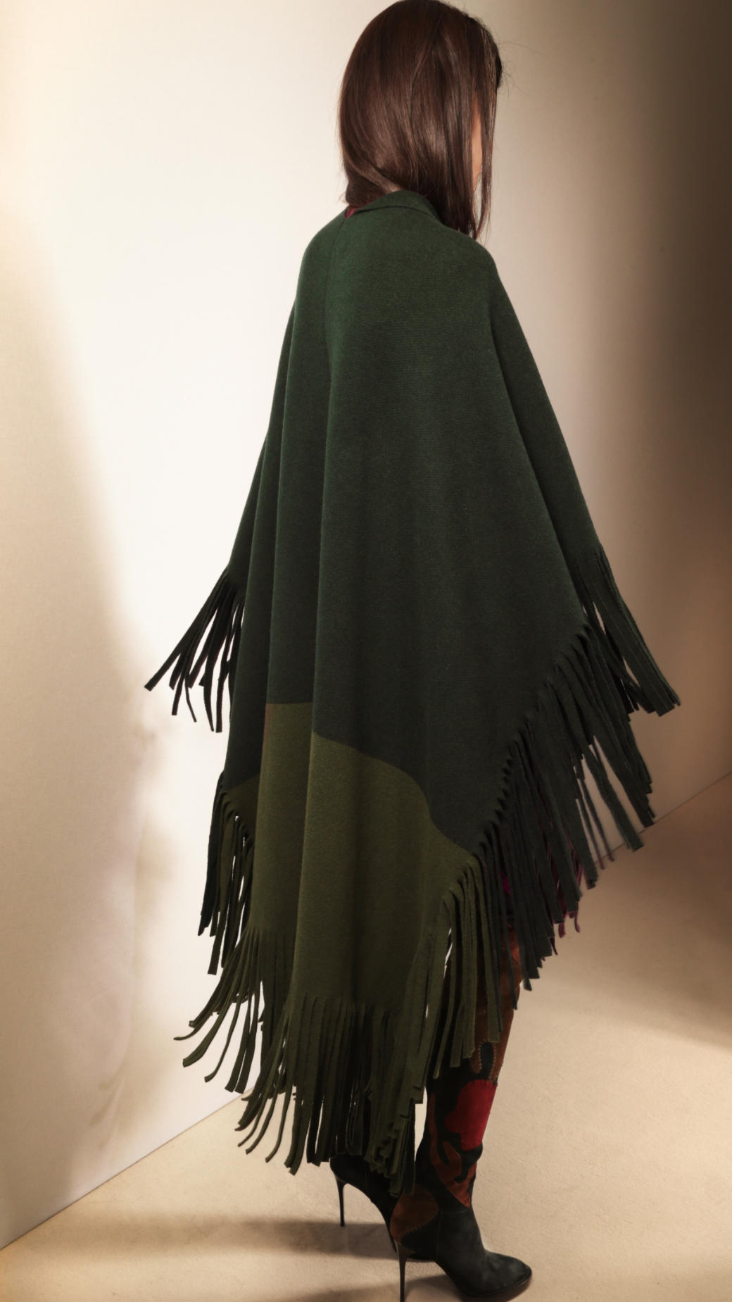 Burberry Poncho In Colour Block Merino Wool And Cashmere in Green (dark ...