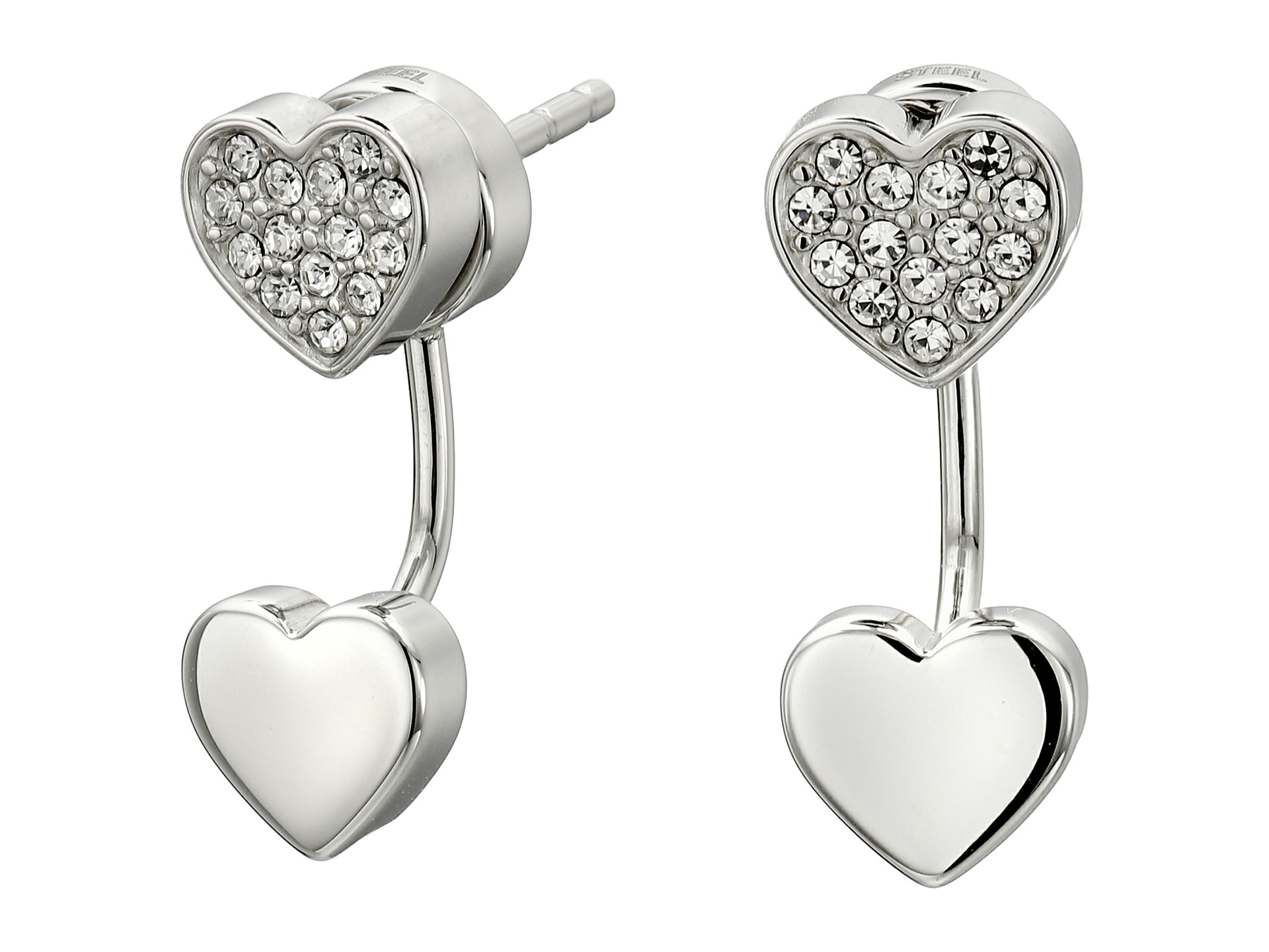 Fossil Heart Stud Earrings in Silver 2 (Metallic) Lyst