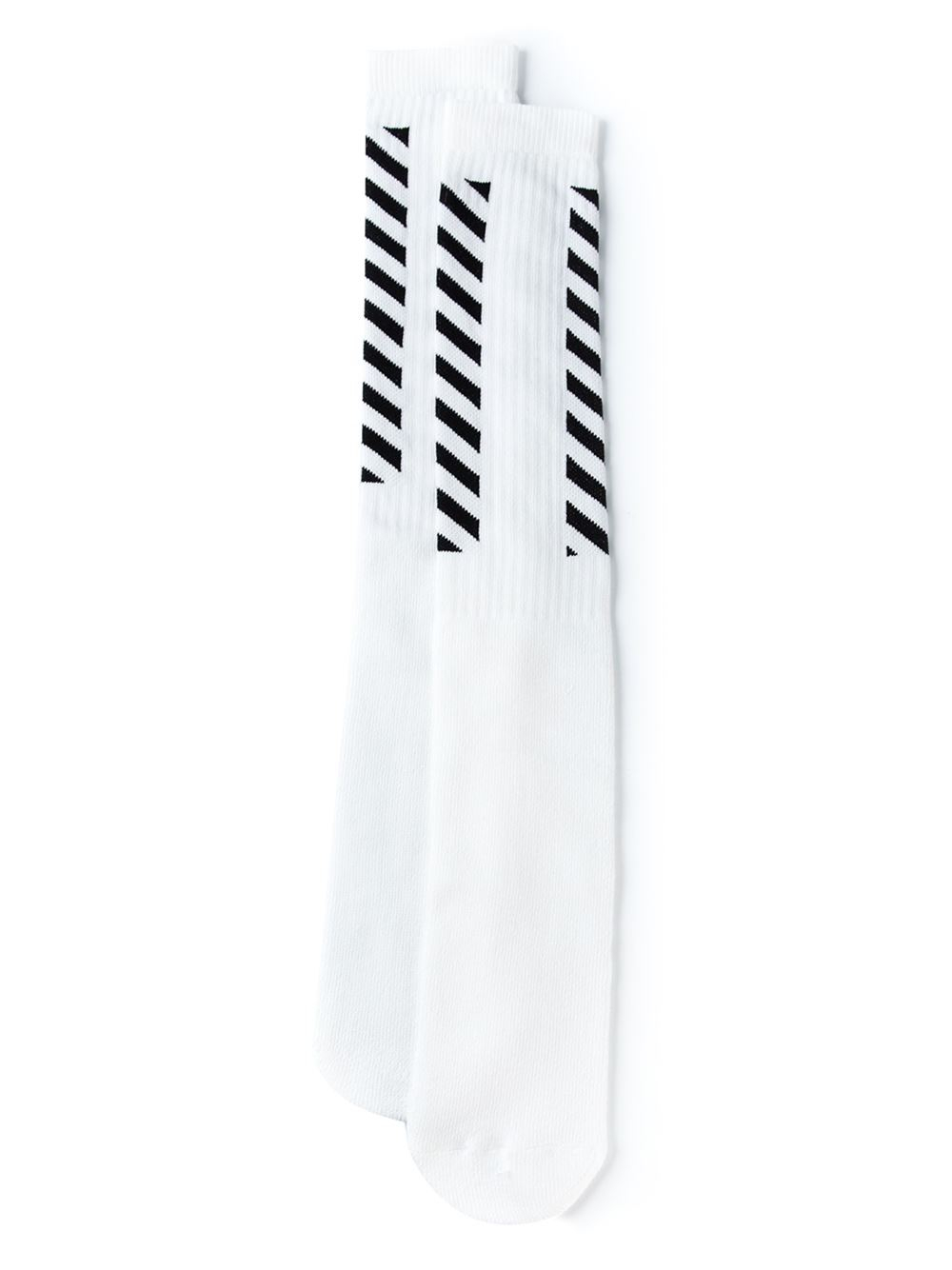 Off-White c/o Virgil Abloh Diagonal Striped Socks in Black for Men - Lyst