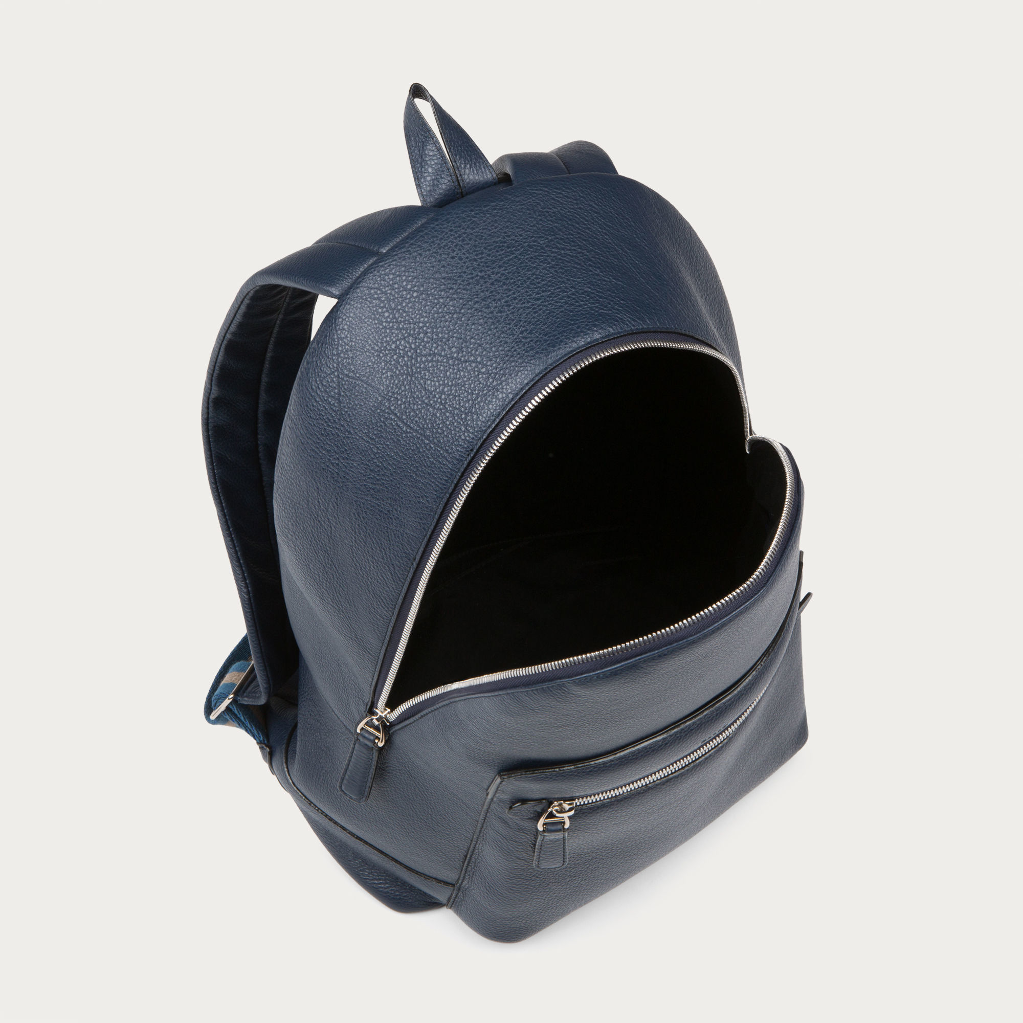 navy leather backpack