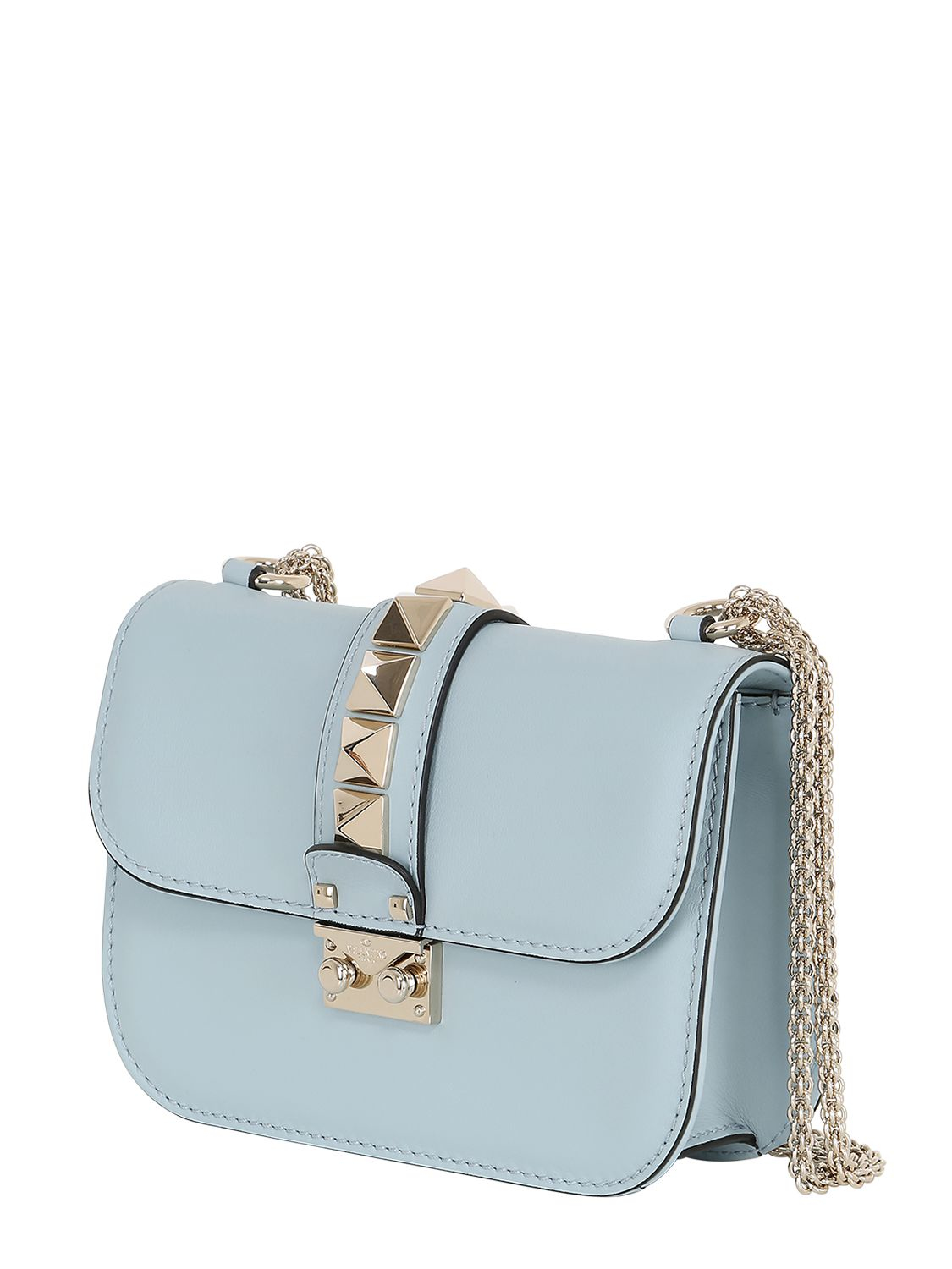 Lyst Valentino Small Lock Nappa Leather Shoulder Bag in Blue