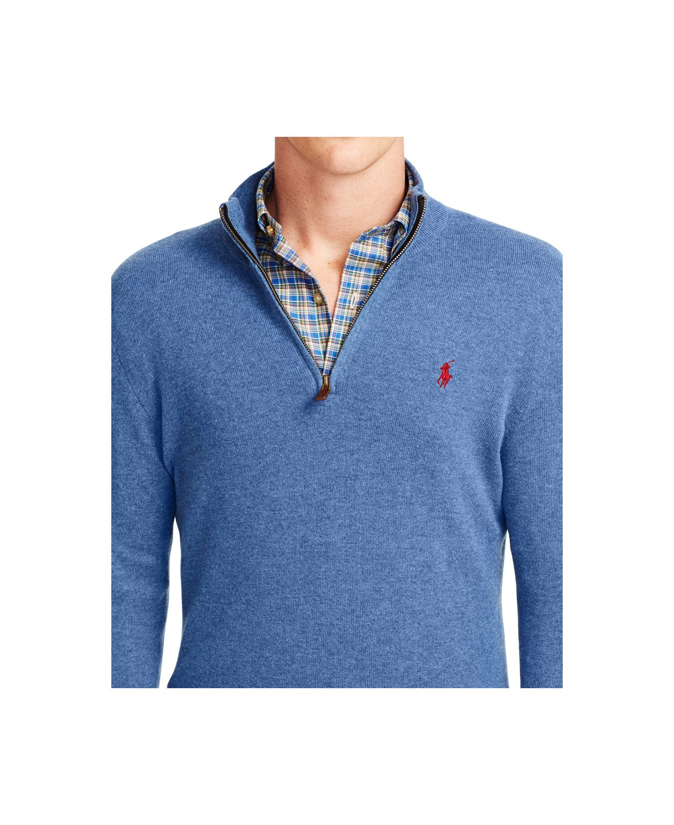 Polo Ralph Lauren Merino Half-zip Sweater in Blue for Men - Lyst