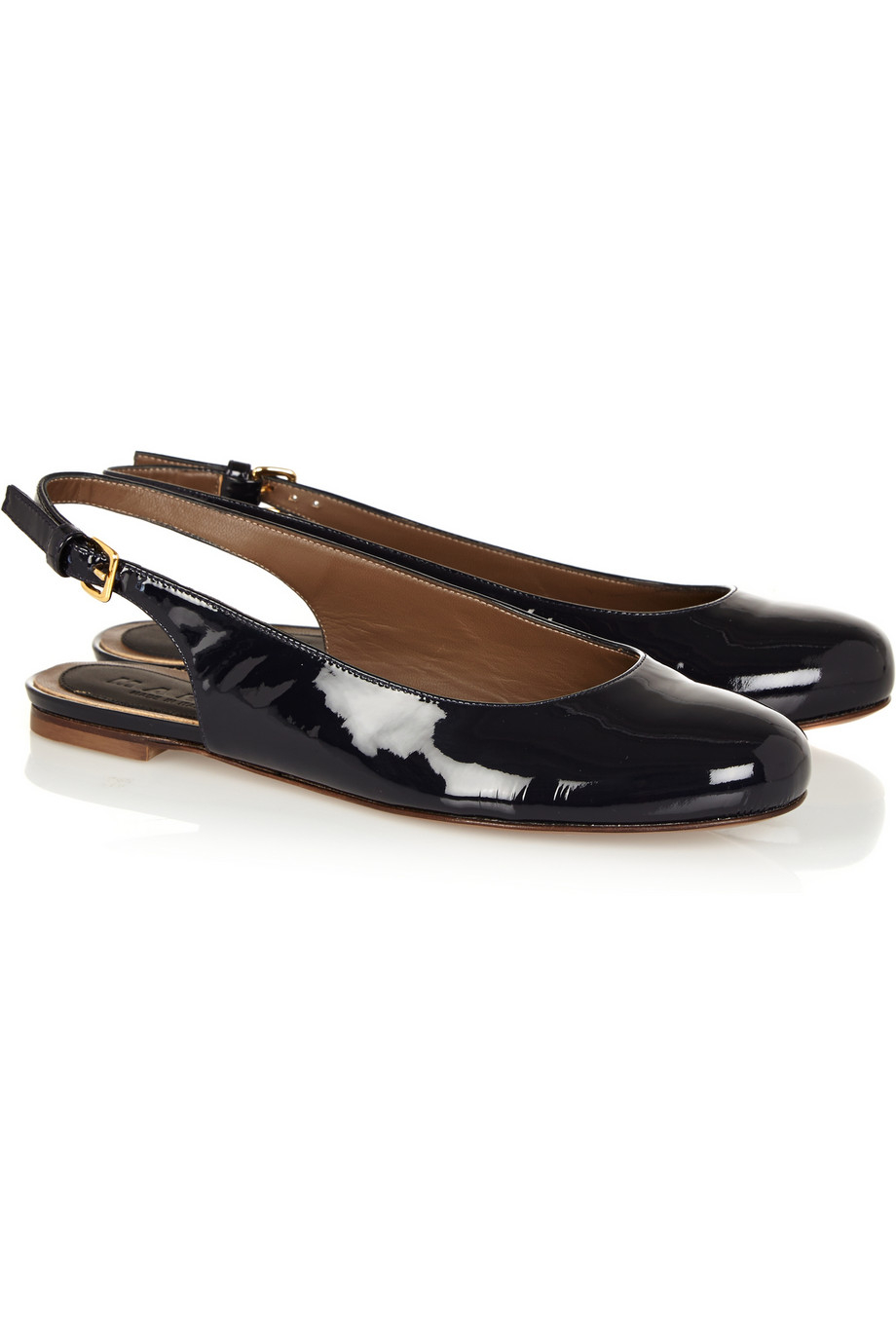 Marni Patent-Leather Slingback Ballet Flats in Navy (Blue) - Lyst