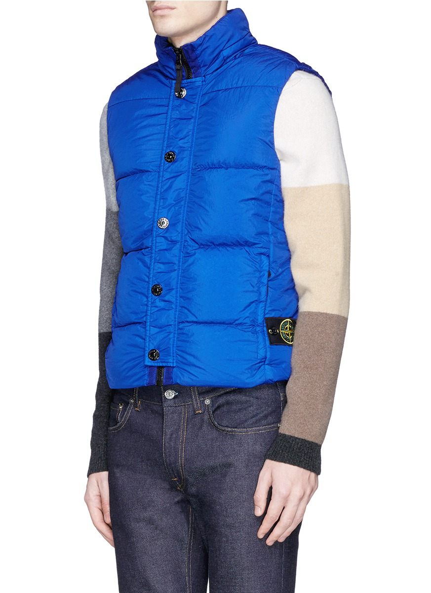 Stone Island 'crinkle Reps' Retractable Hood Down Puffer Vest in Blue for  Men | Lyst