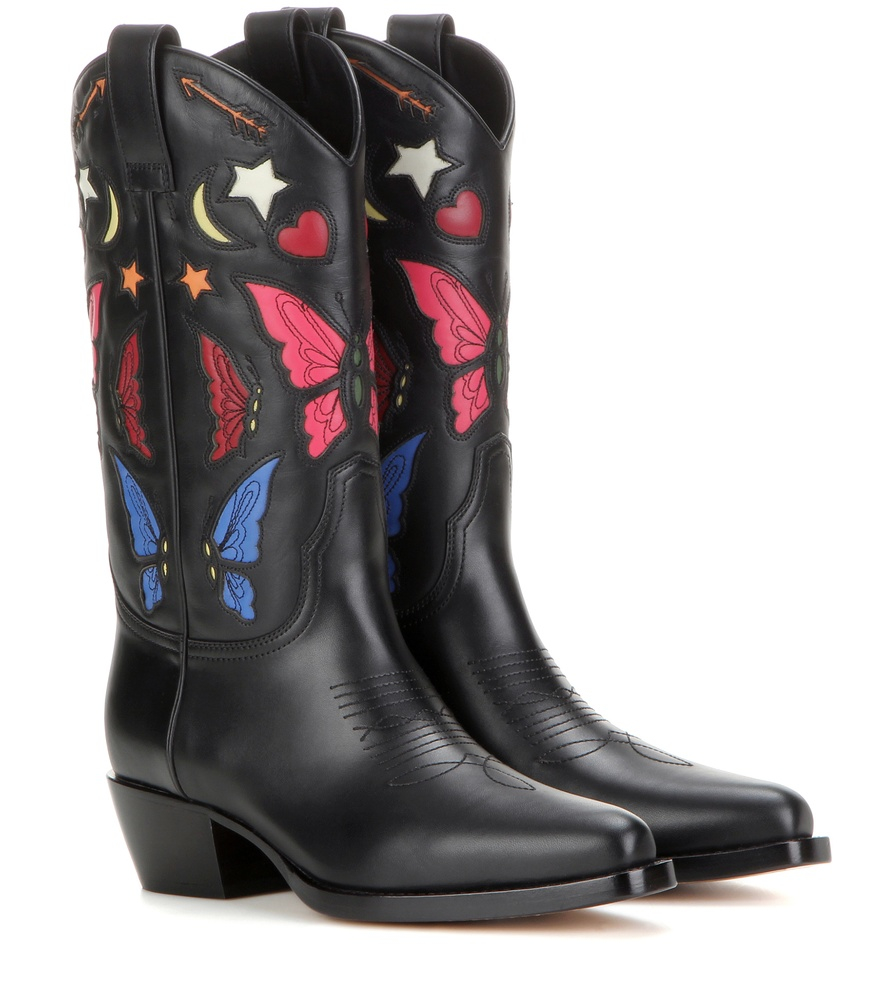Valentino Texan Leather Cowboy Boots in 