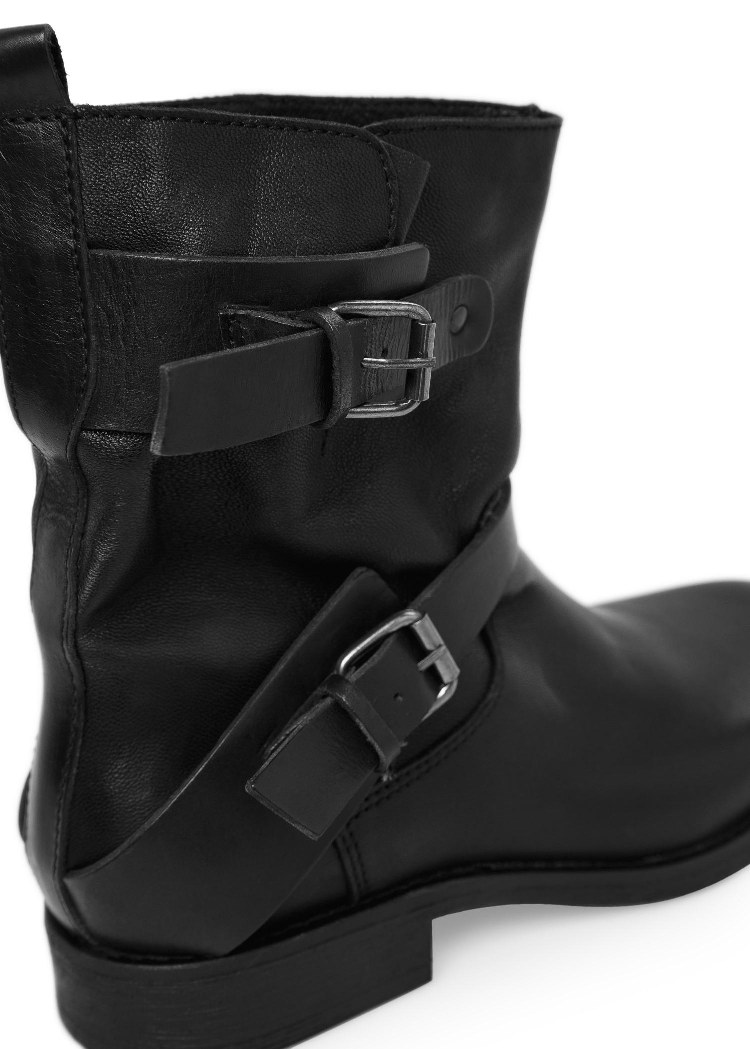 womens black biker ankle boots