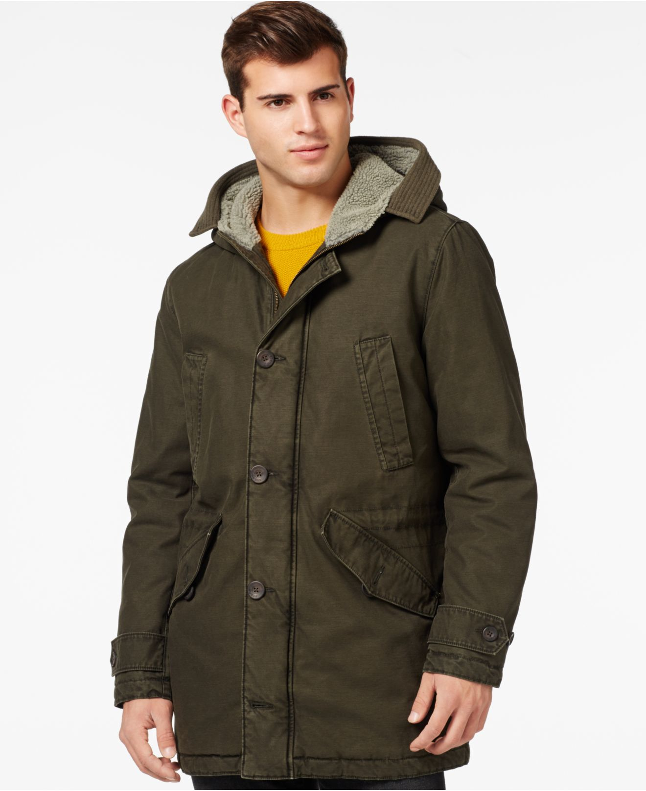 Guess Anorak Jacket With Attached Hood in Olive (Green) for Men - Lyst