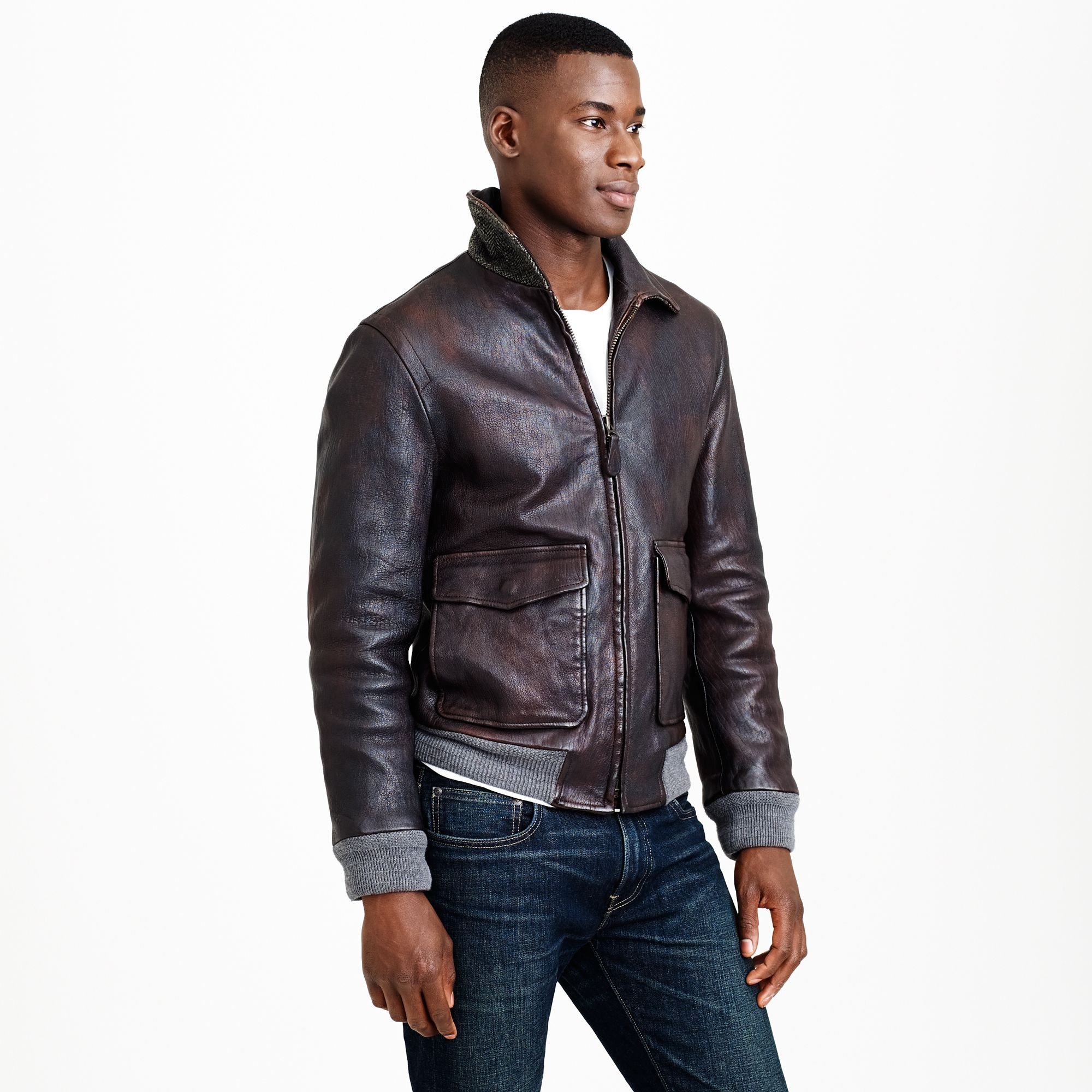 J.crew Leather Flight Jacket in Brown for Men (suede brown) Lyst