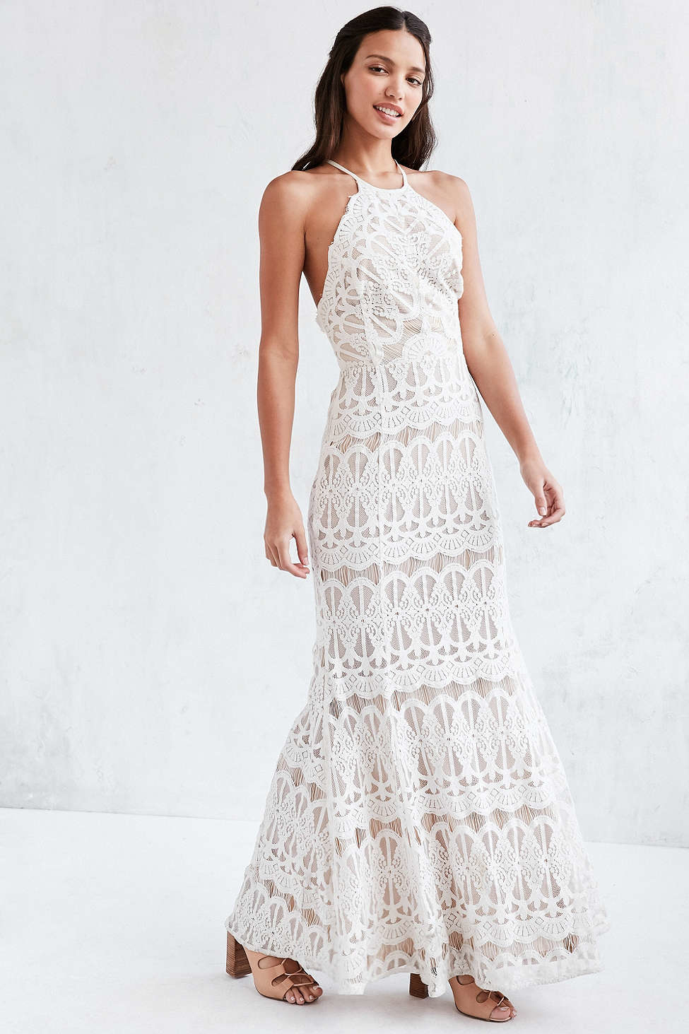 Glamorous Lace Halter Maxi Dress in White Lyst