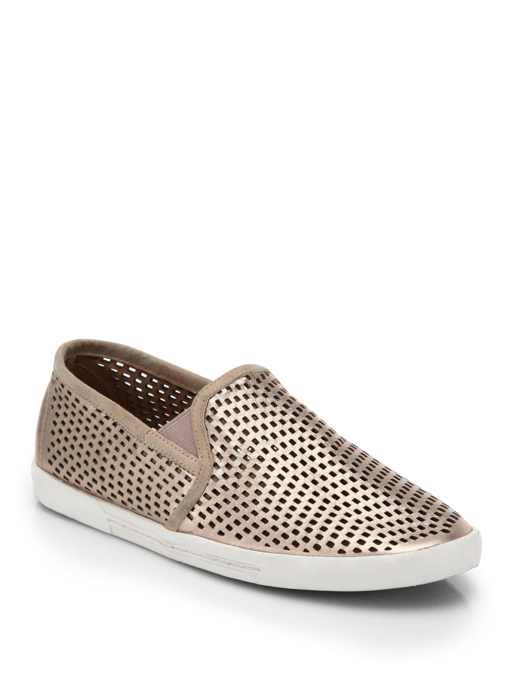 Lyst Joie Kidmore Perforated Metallic Leather Skate Shoes in Metallic