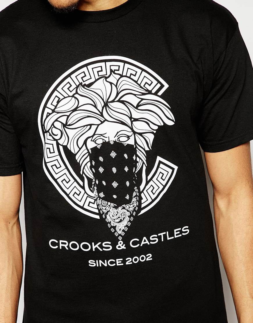 Crooks and Castles T-shirt With Greco Medusa in Black for Men | Lyst