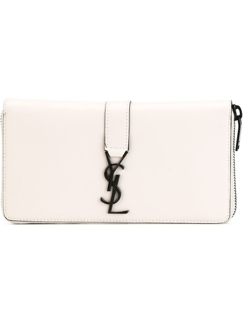 Saint laurent \u0026#39;ysl\u0026#39; Continental Wallet in White | Lyst  