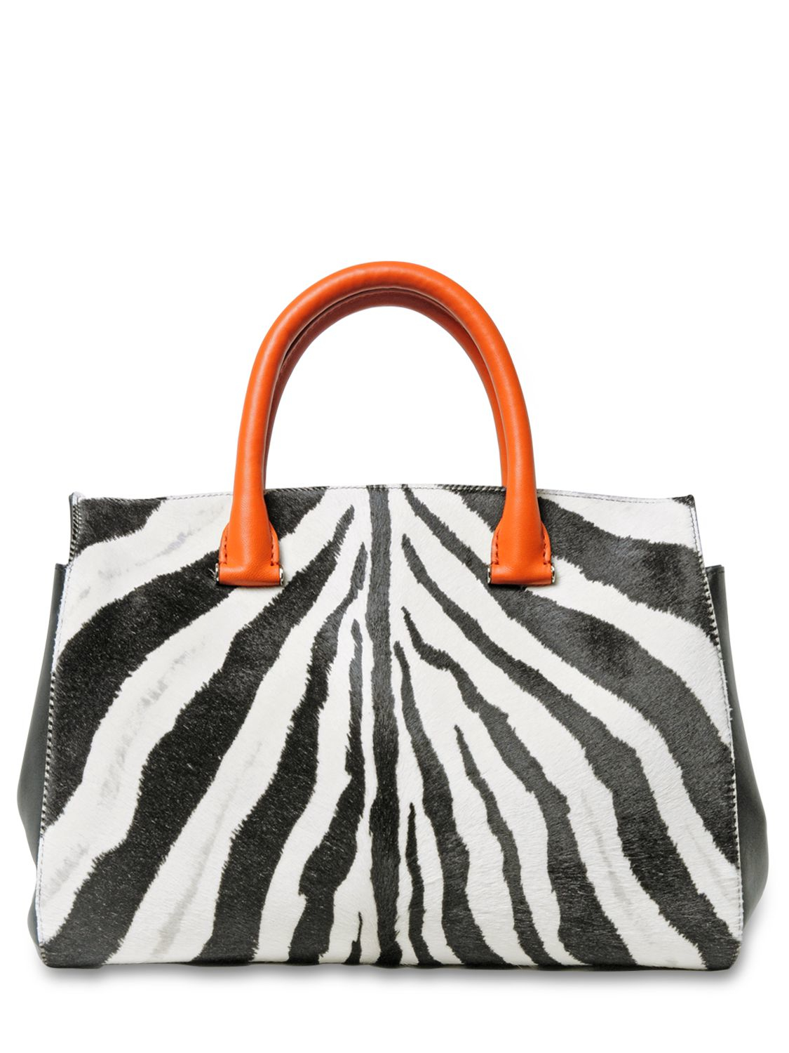 Max Mara Leather Zebra Printed Ponyskin Top Handle Bag in Black/White  (Black) - Lyst
