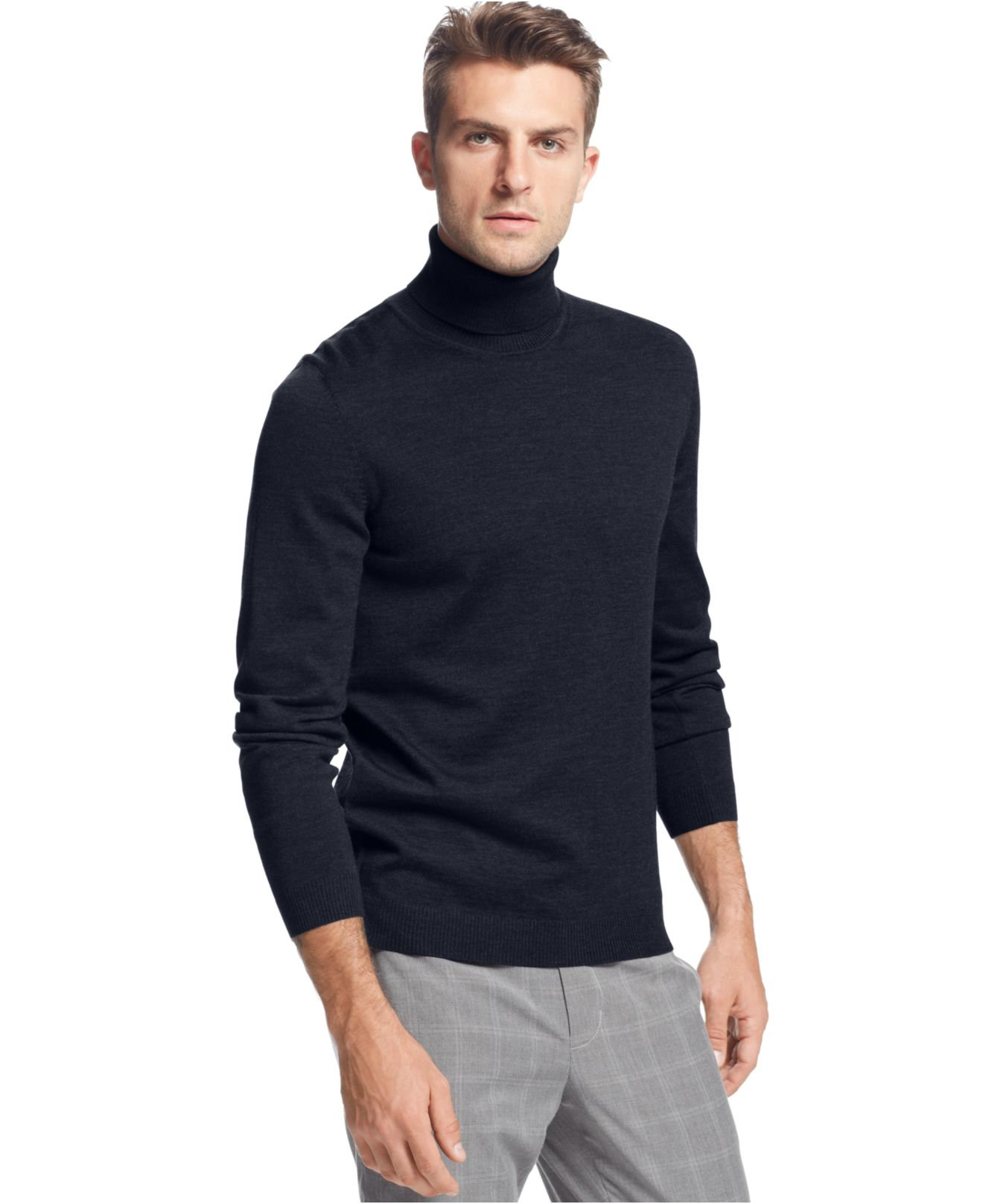 BOSS Boss Merino-wool Turtleneck Sweater in Dark Navy (Blue) for Men - Lyst