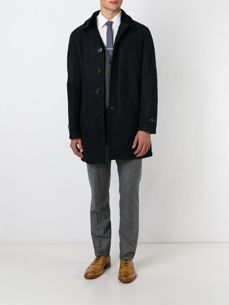 Burberry Rabbit Fur And Wool Military Coat In Brown For Men Lyst Gallery
