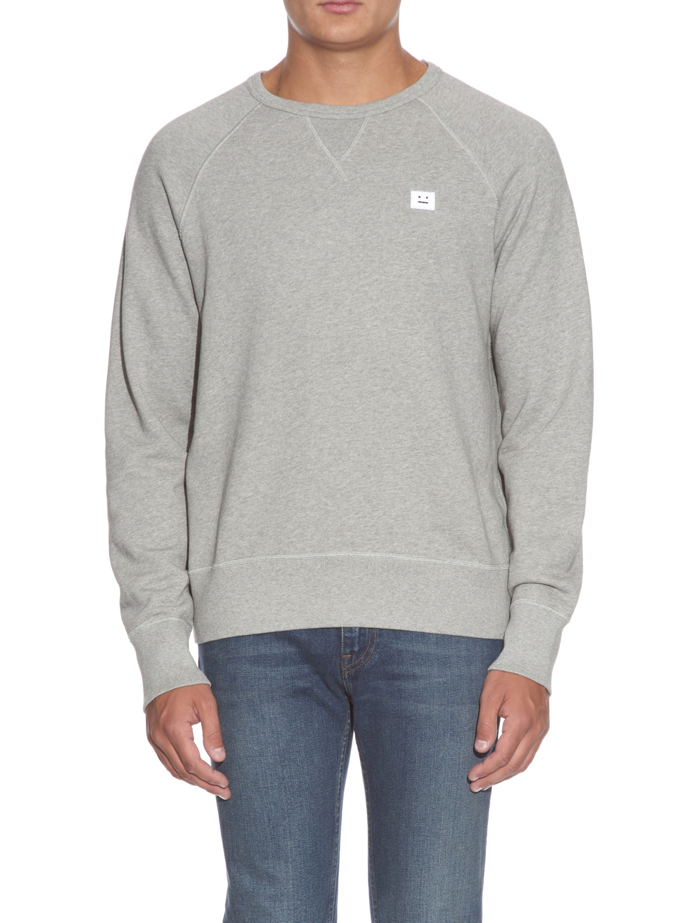 Acne Studios College Face Jersey Sweatshirt in Gray for Men - Lyst