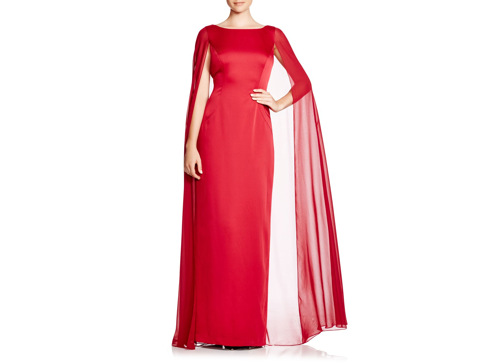 red chiffon cape