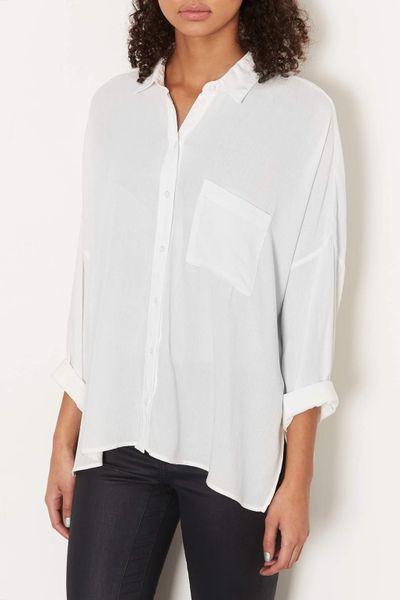 Topshop Tall Crinkle Shirt in White | Lyst