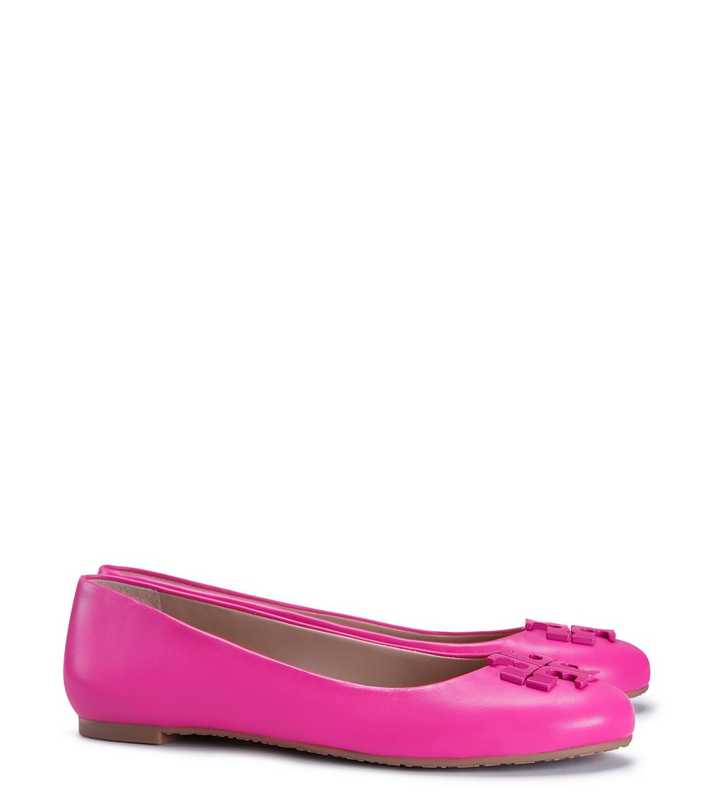Tory burch Minnie Travel Ballet Flats in Pink | Lyst