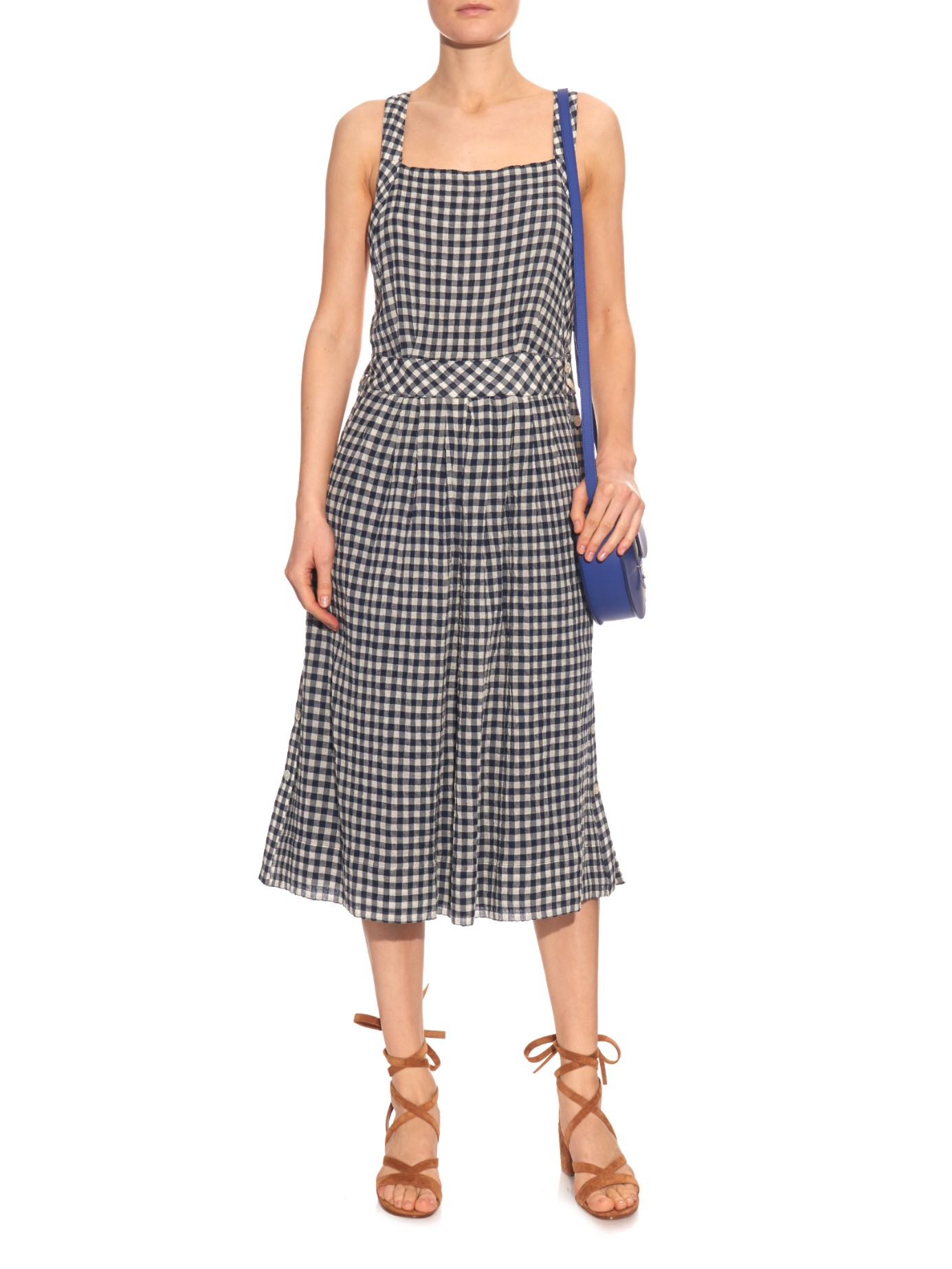 blue gingham pinafore
