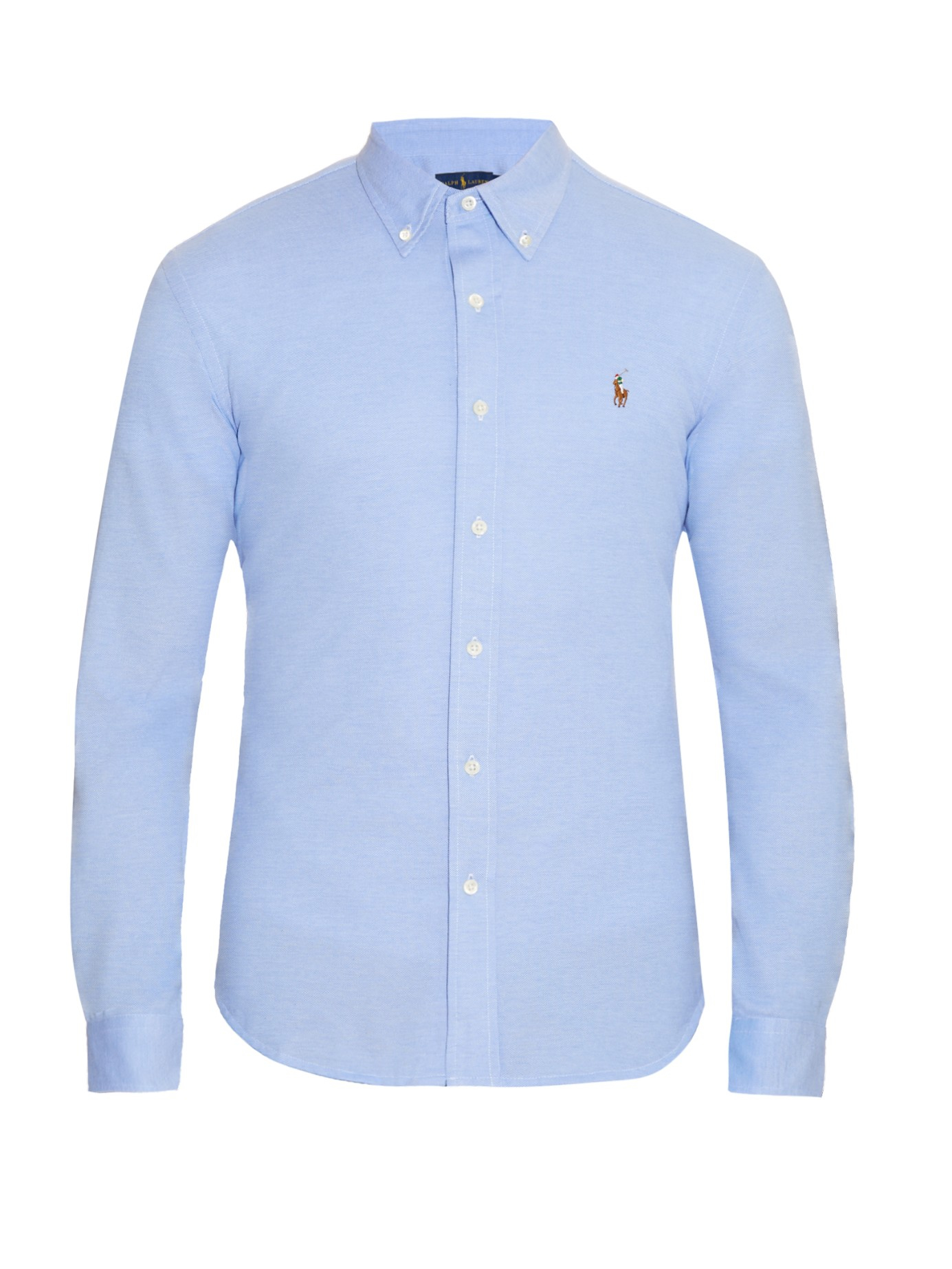 Polo Ralph Lauren Button-down Collar Cotton-piqué Shirt in Light Blue ...