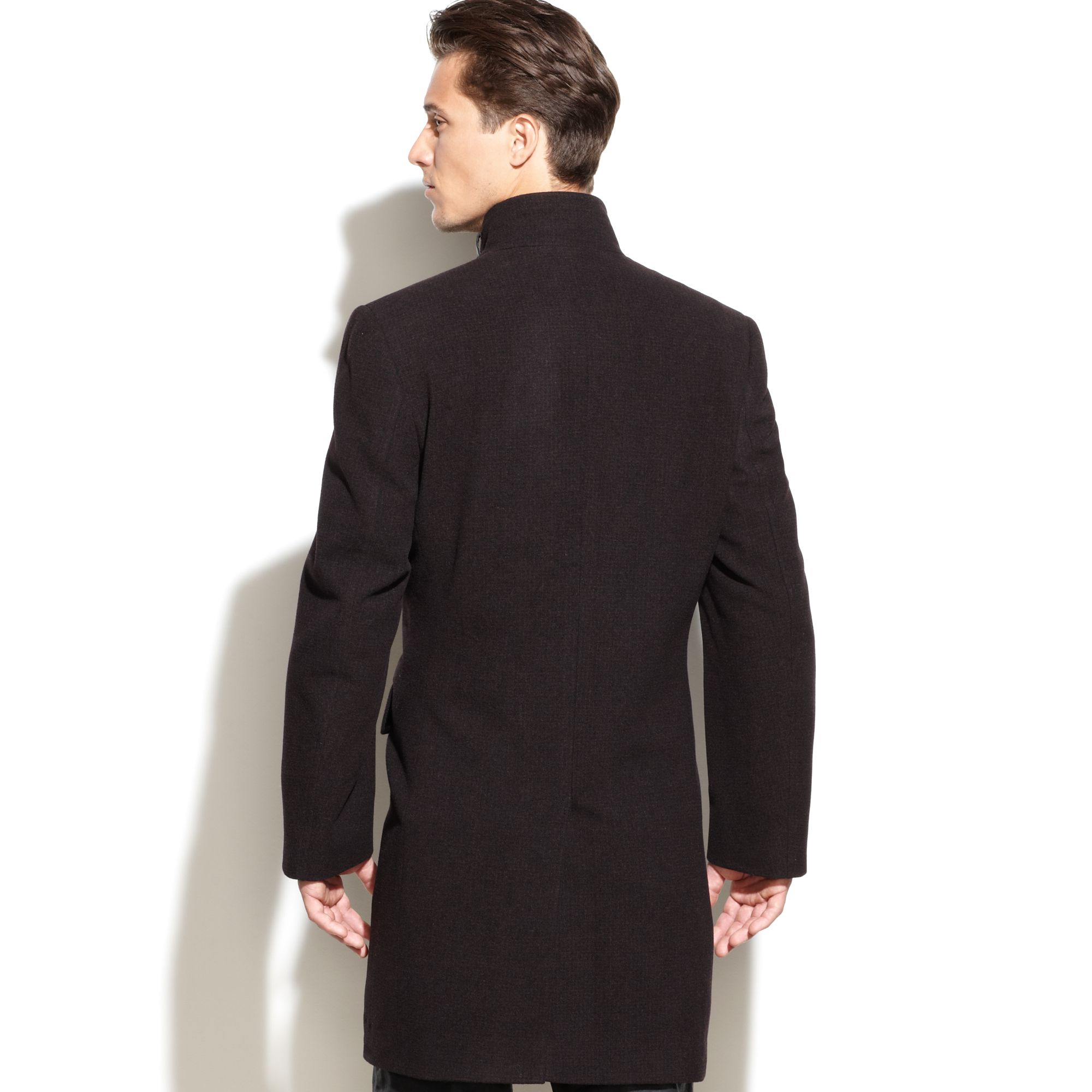 Lyst - Calvin Klein Merlow Doublebreasted Check Woolblend Overcoat in ...