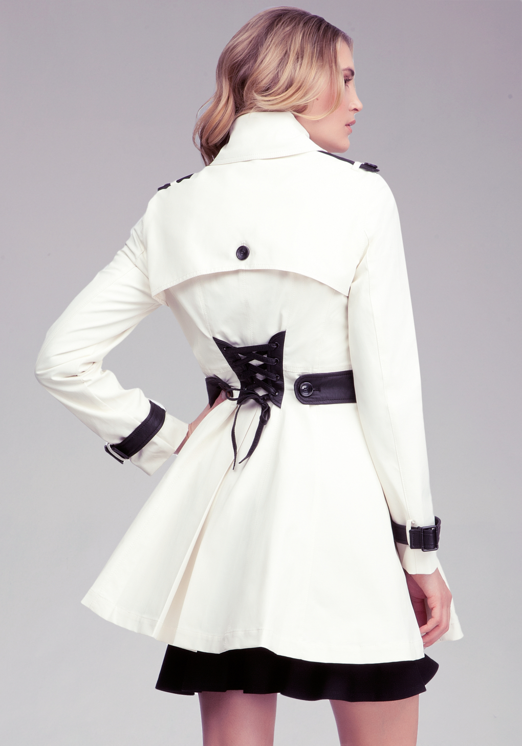 bebe black trench coat