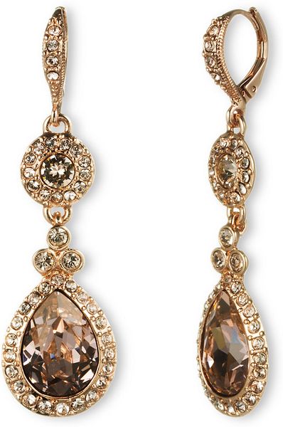 Givenchy Rose Gold Tone And Swarovski Crystal Teardrop Earrings in Gold ...
