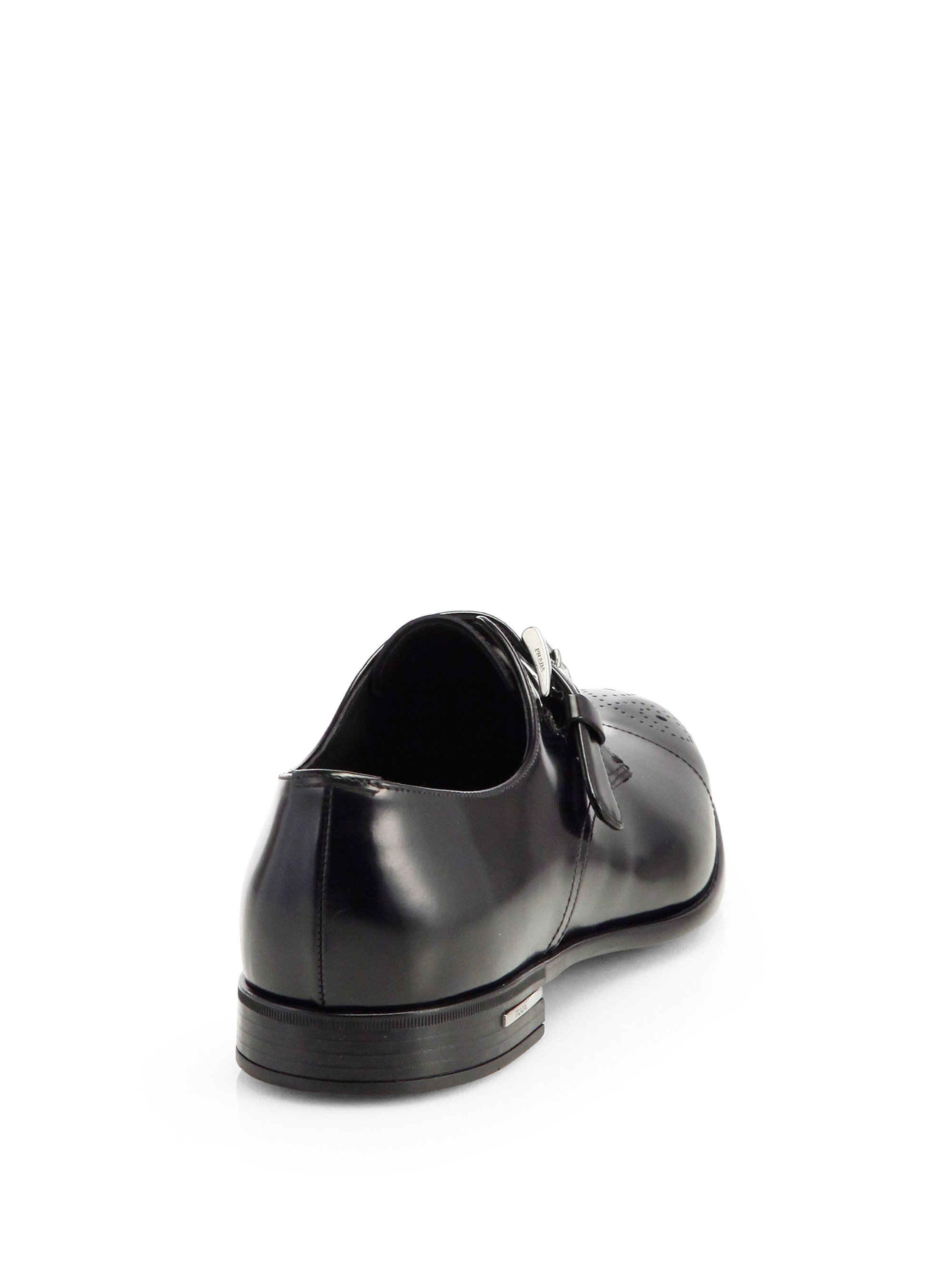 Lyst - Prada Spazzolato Monk Strap Loafers in Black for Men