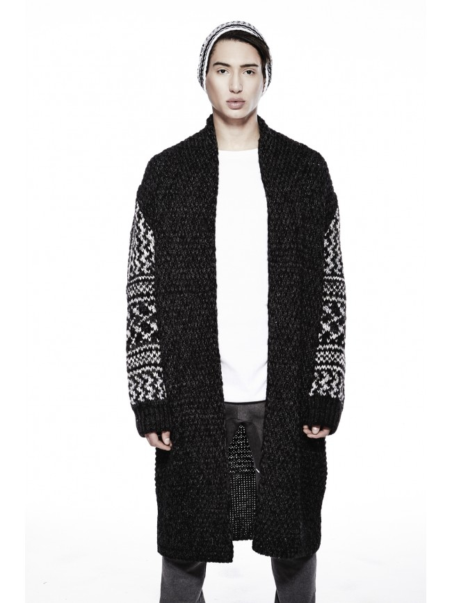 Lnz Black Unisex Oversized Cardigan in Black for Men Lyst