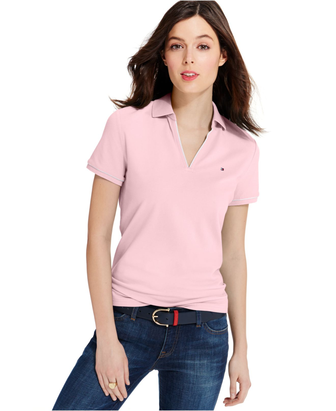 Tommy Hilfiger Relaxed Fit Polo Shirt in Pink - Lyst