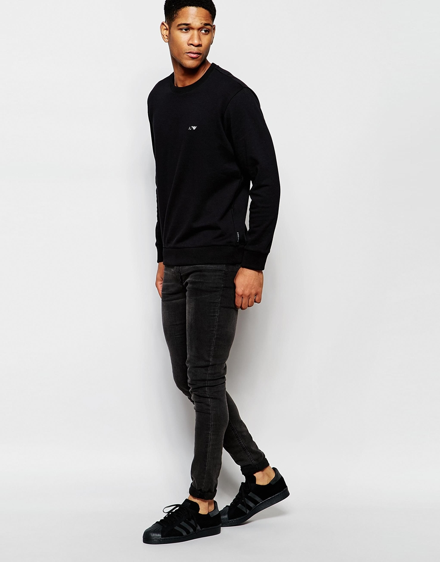 Armani Jeans Sweatshirt With - Black for - Lyst