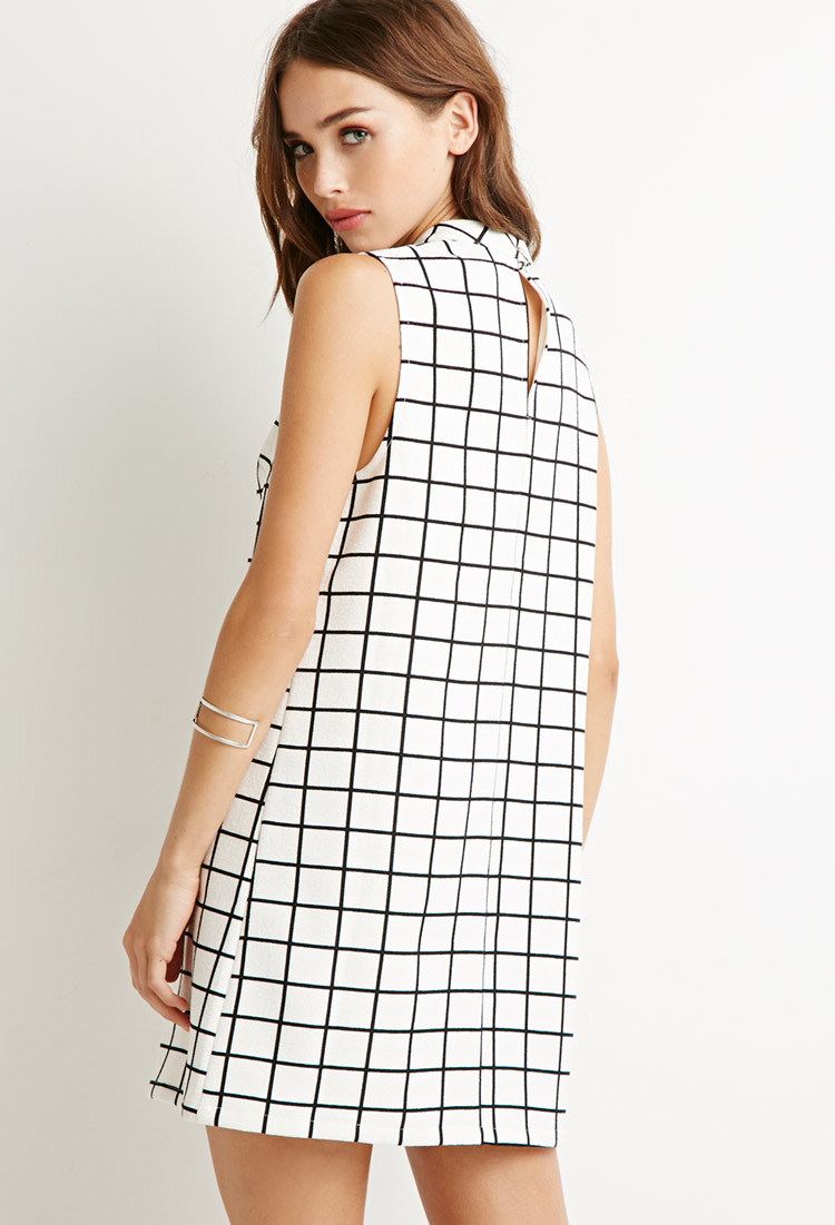 black and white grid dress
