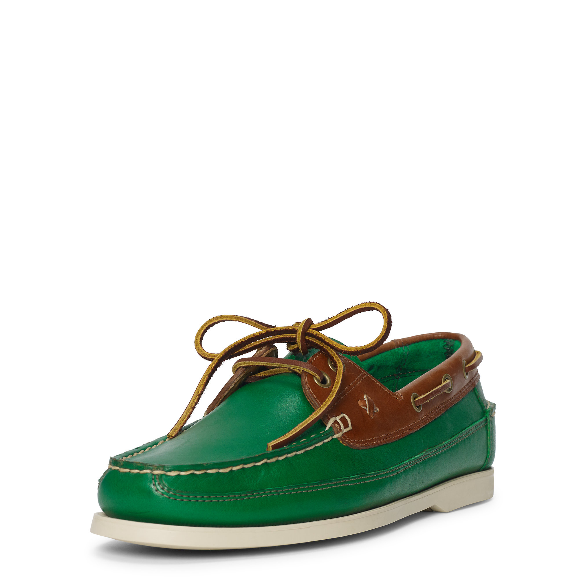 Polo Ralph Lauren Barnard Calfskin Boat Shoe in Green for Men | Lyst