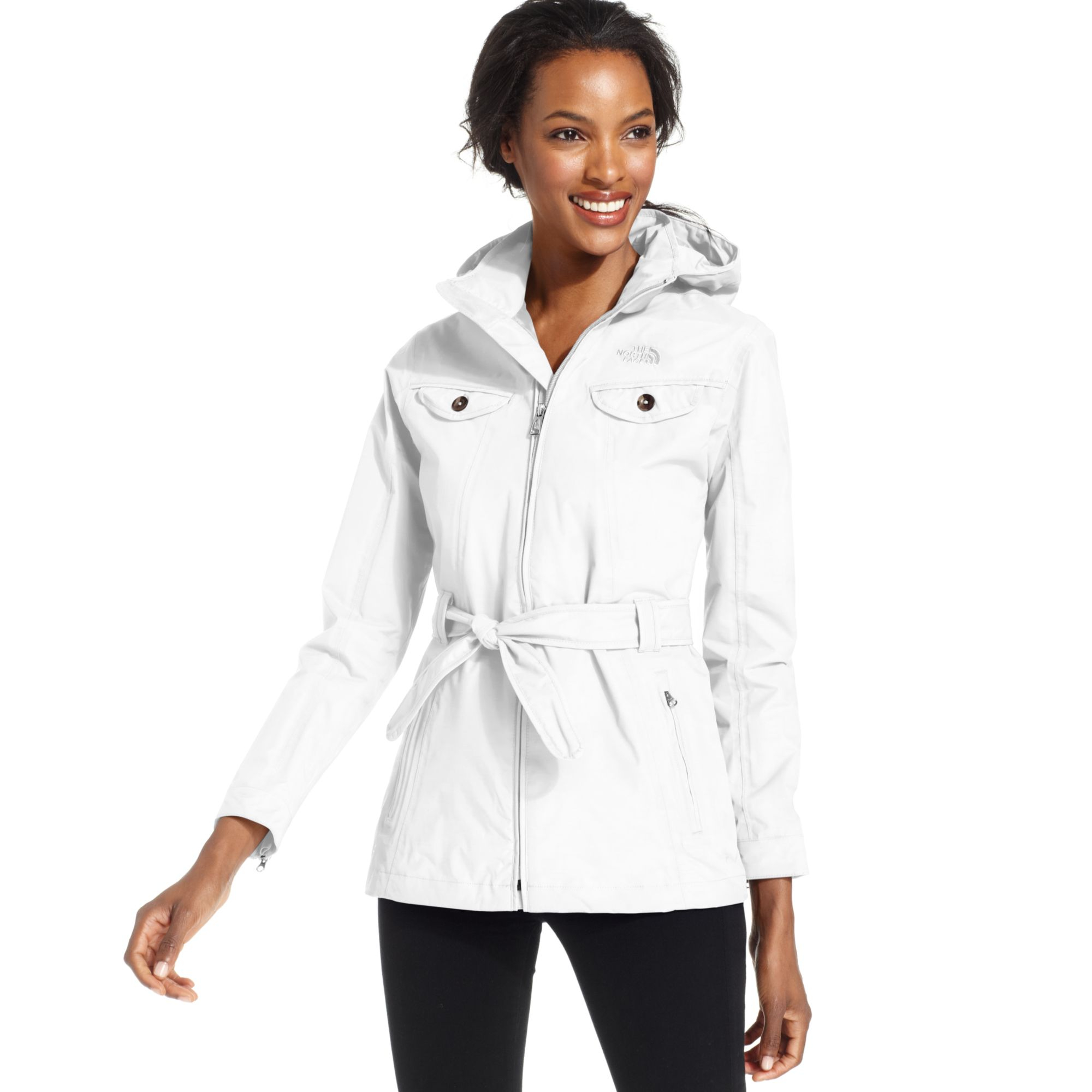 north face white raincoat
