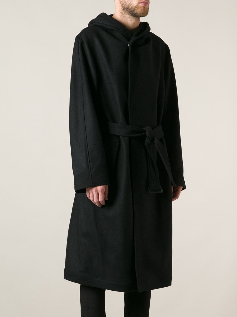 Black hooded overcoat Clearance