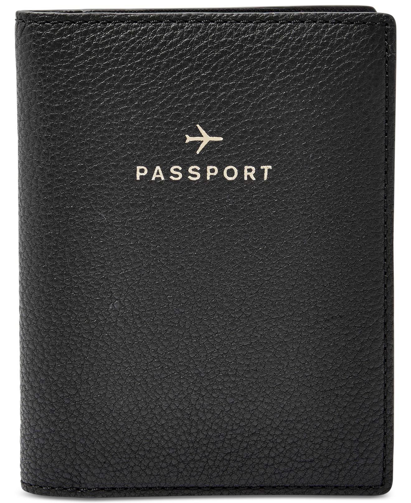 Fossil Travel Rfid Leather Passport Holder in Black for Men Lyst