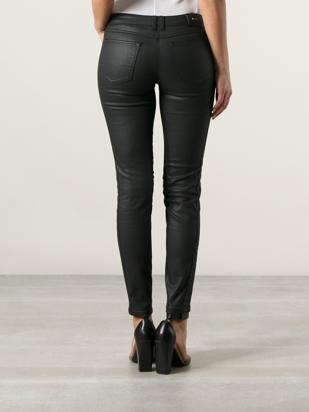 Belstaff Coated Skinny Jeans in Black | Lyst