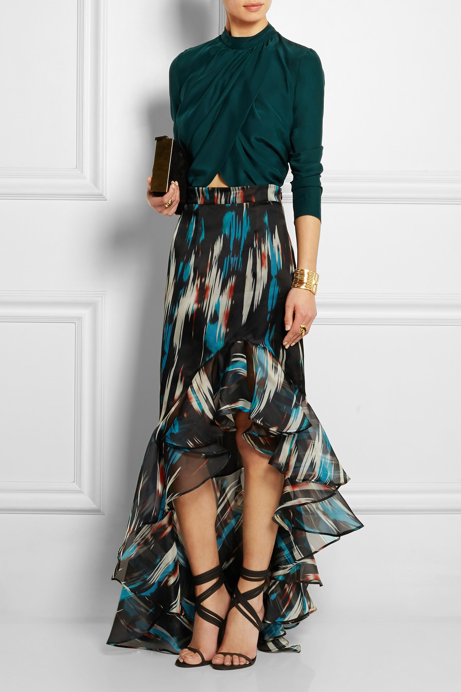 Lyst Matthew Williamson Ruffled Printed Silk Organza lyst matthew williamson ruffled printed silk organza
