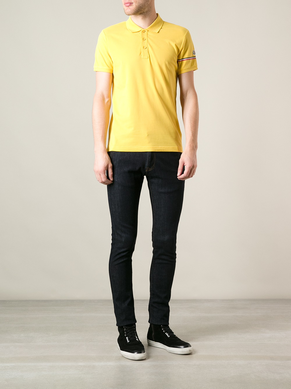 Moncler Short Sleeve Polo Shirt in Yellow & Orange (Yellow) for 