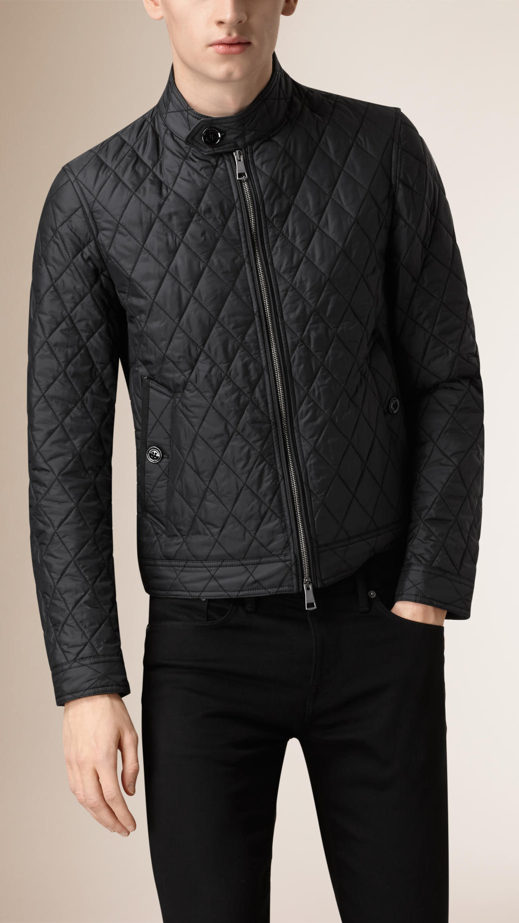 Burberry Diamond Quilted Harrington Jacket in Black for Men | Lyst