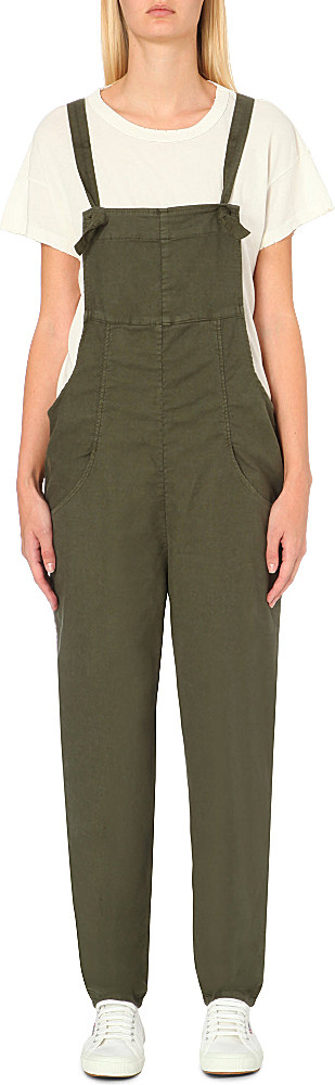 The Great Slouch-fit Cotton-jersey Dungarees in Green (Dark army) | Lyst