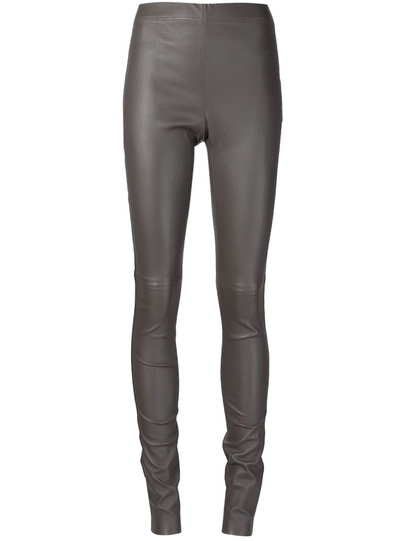JOSEPH Leather Leggings in Grey (Gray 