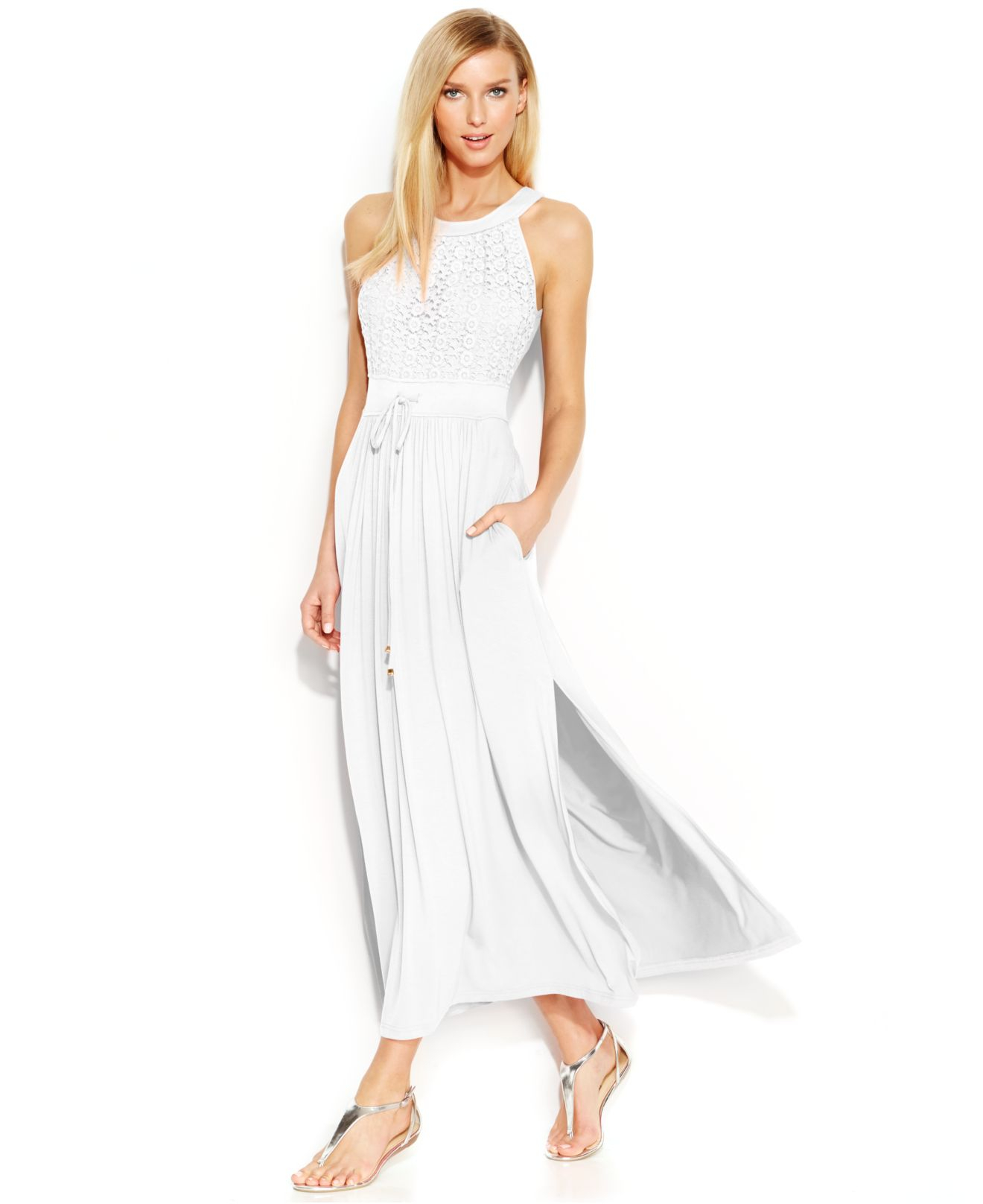 calvin klein white maxi dress