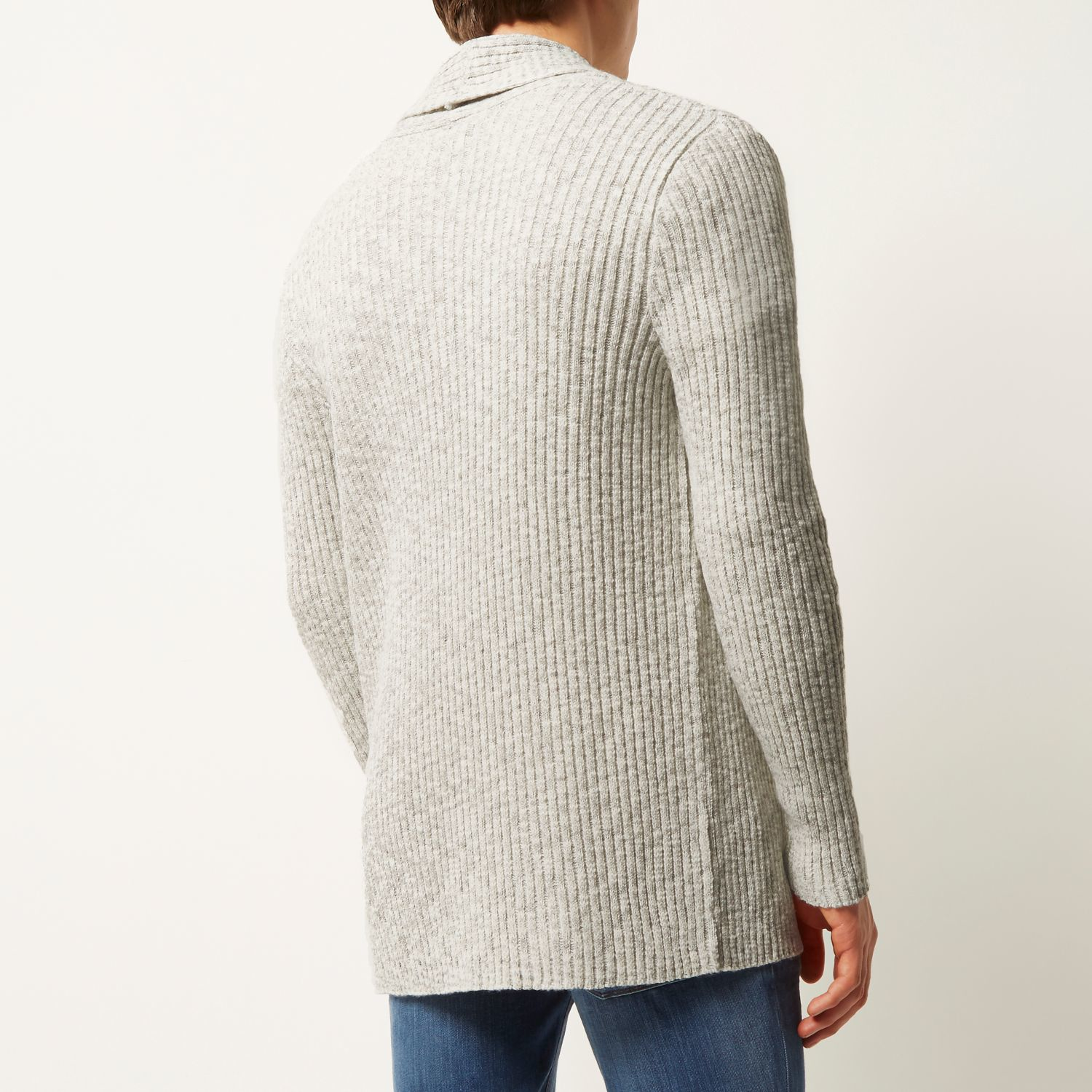 ribbed grey cardigan