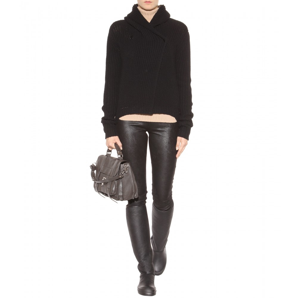 Rick Owens Leather and Shearling Knee-High Boots in Black ...